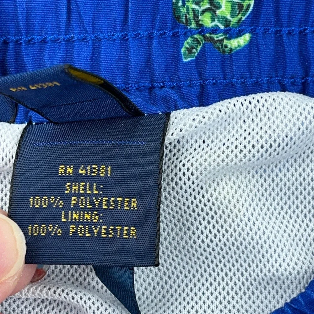 Polo Ralph Lauren Swim Trunks Men Medium Blue Turtle Print Board Shorts‎ 33